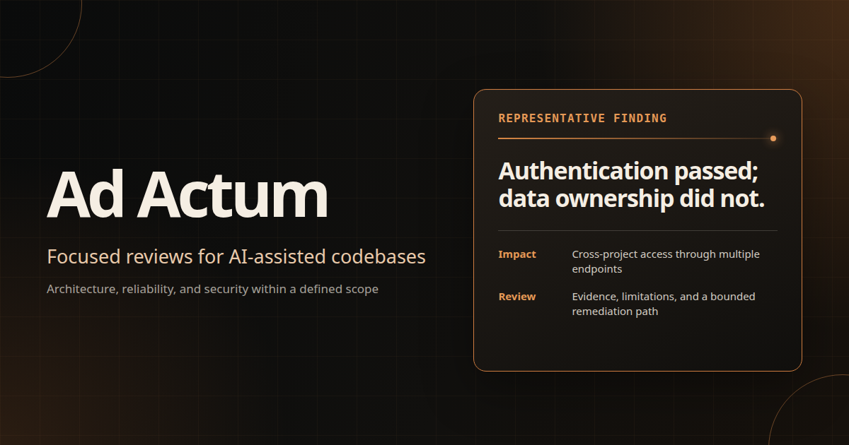 Ad Actum code review: a representative cross-project authorization finding
